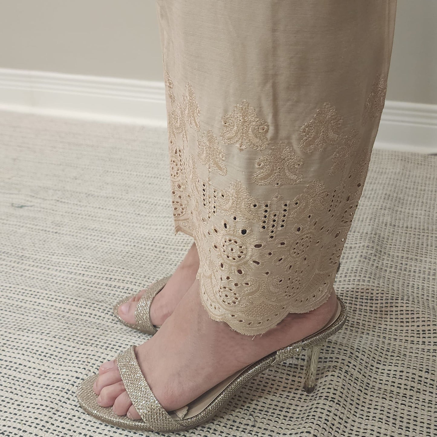 Fawn Chikankari Trouser