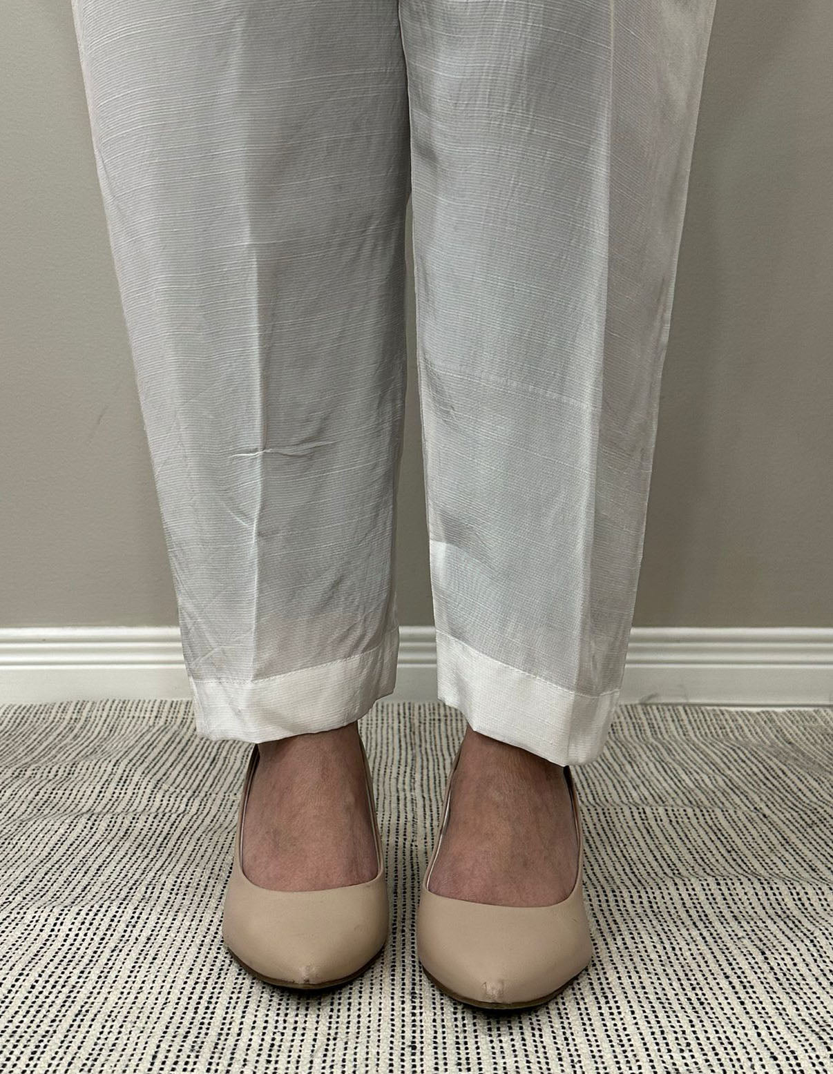 White Raw Silk Trouser