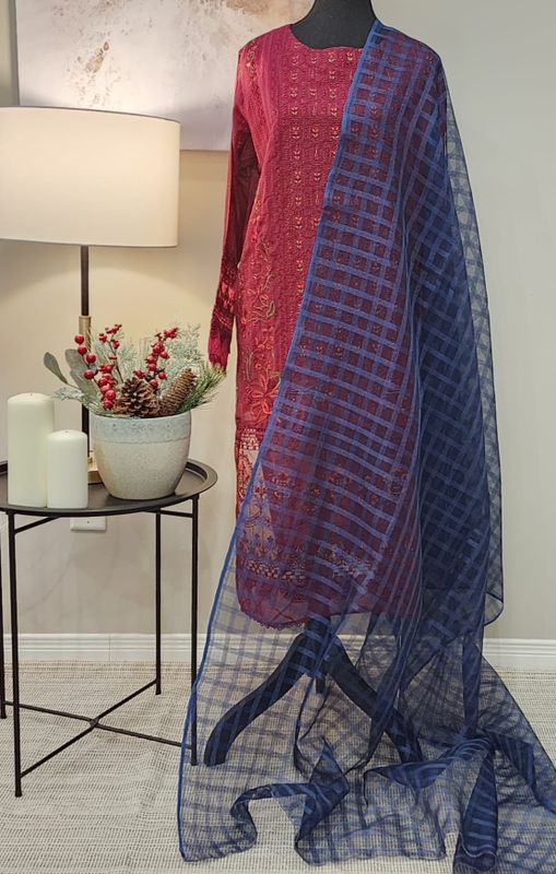 BLUE CHECKERED DUPATTA