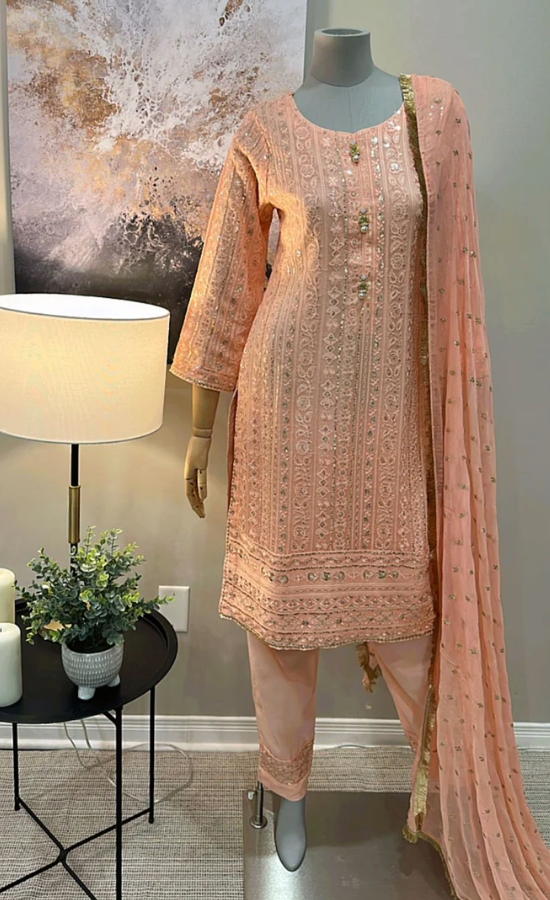 Peach Chiffon 3-Piece Suit