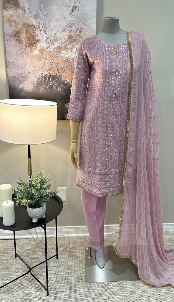 Lilac Chiffon 3-Piece Suit