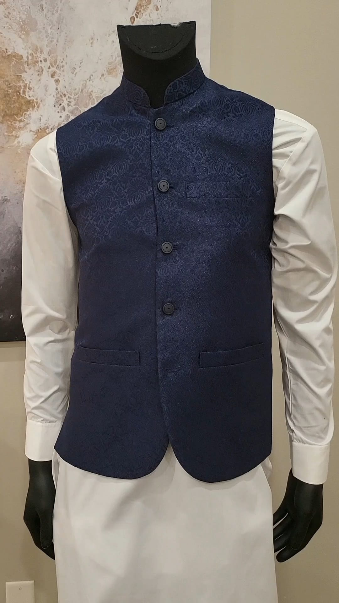 EMBOSSED BLUE WAISTCOAT