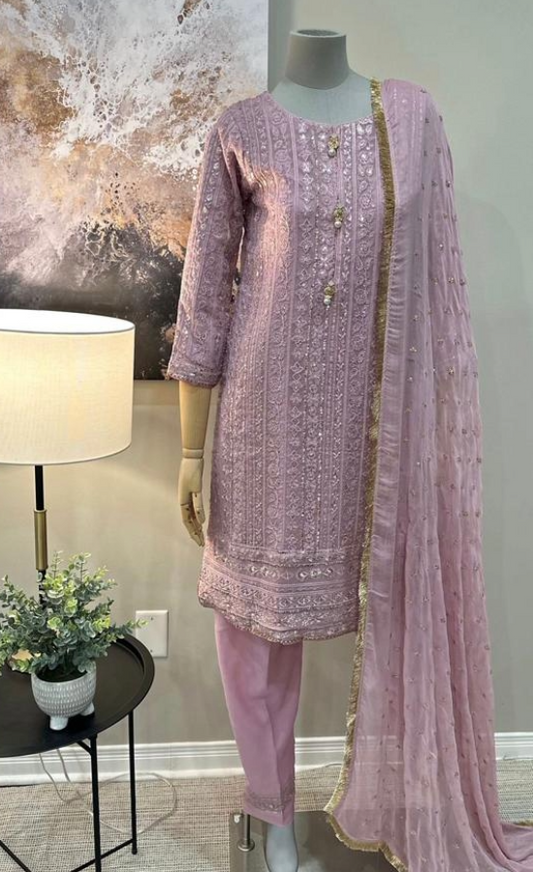 Lilac Chiffon 3-Piece Suit