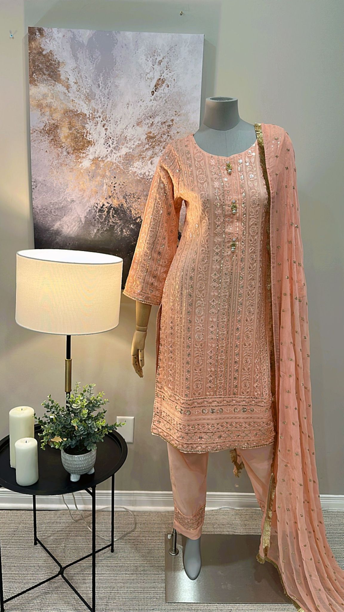 Peach Chiffon 3-Piece Suit