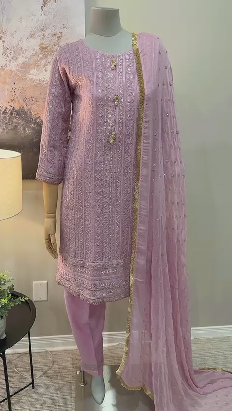 Lilac Chiffon 3-Piece Suit