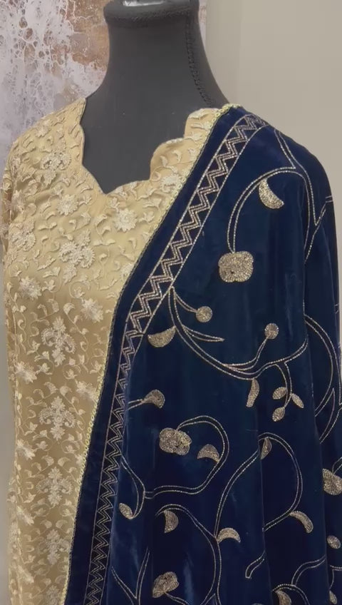 Navy Blue Velvet Shawl