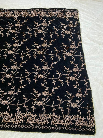 Black and Rose Gold Velvet Shawl