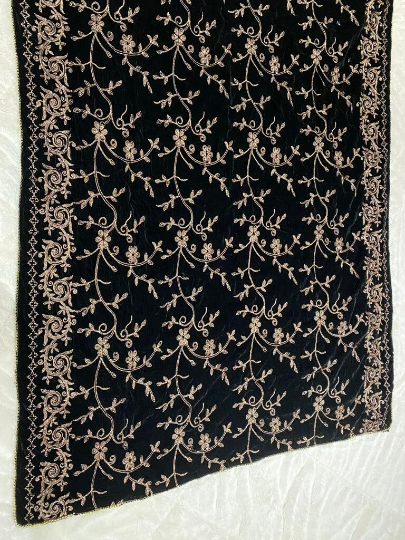 Black and Rose Gold Velvet Shawl