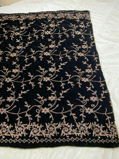 Black and Rose Gold Velvet Shawl