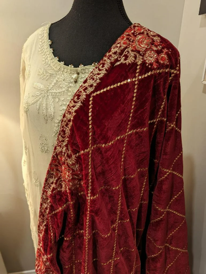 Red Velvet Shawl