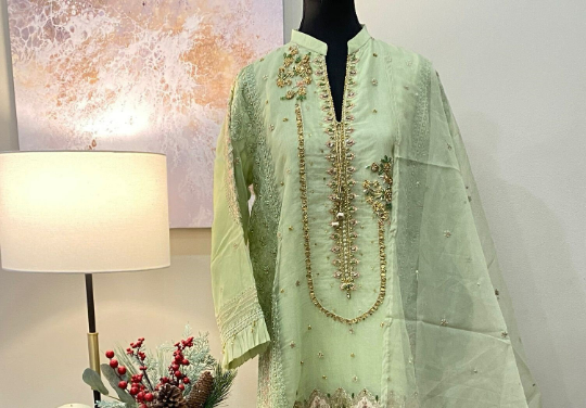 Green Organza 3 Piece Suit